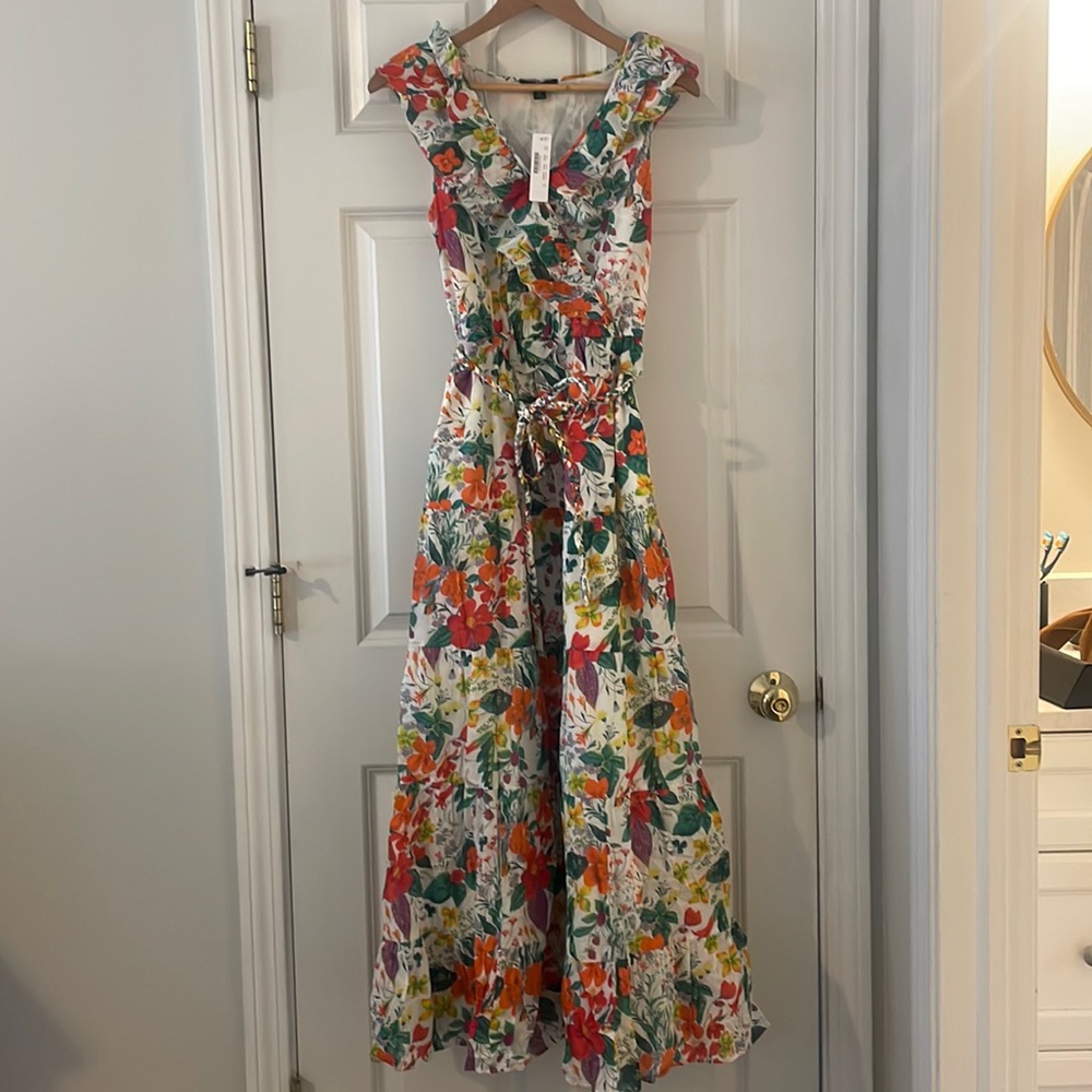 J.CREW Ruffle Front Maxi Dress  in Ratti Island Botanical Print NWT